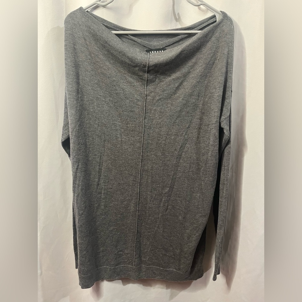 Trouvé Gray Long Sleeve Top Size L